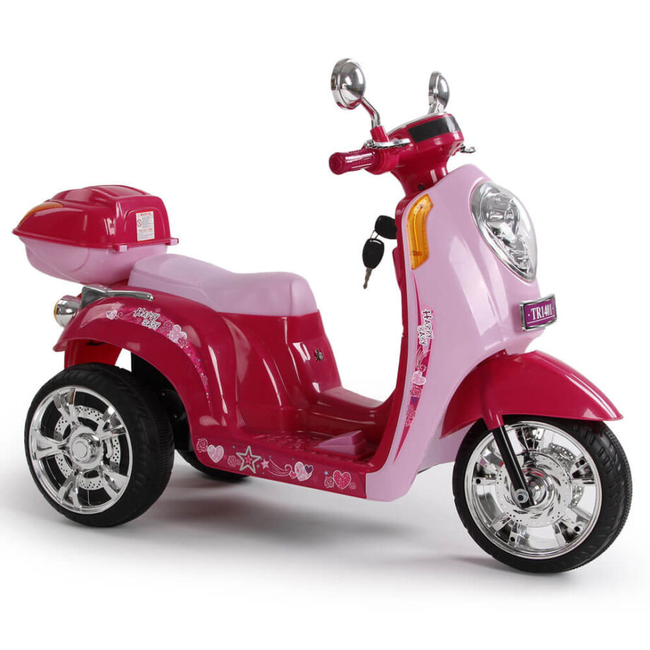 Motocicleta scuter electric copii roz TR1401A COCO TOYS de fetite chei de pornire
