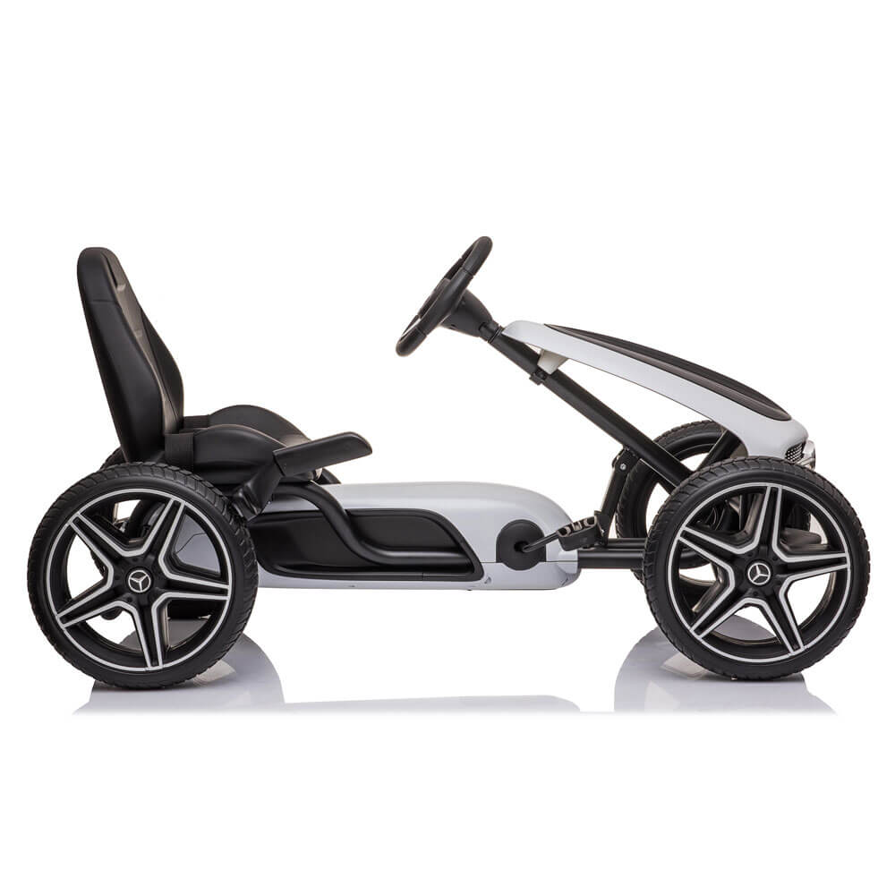 Kart cu pedale pentru copii Mercedes XMX610 alb roti spuma cauciuc EVA