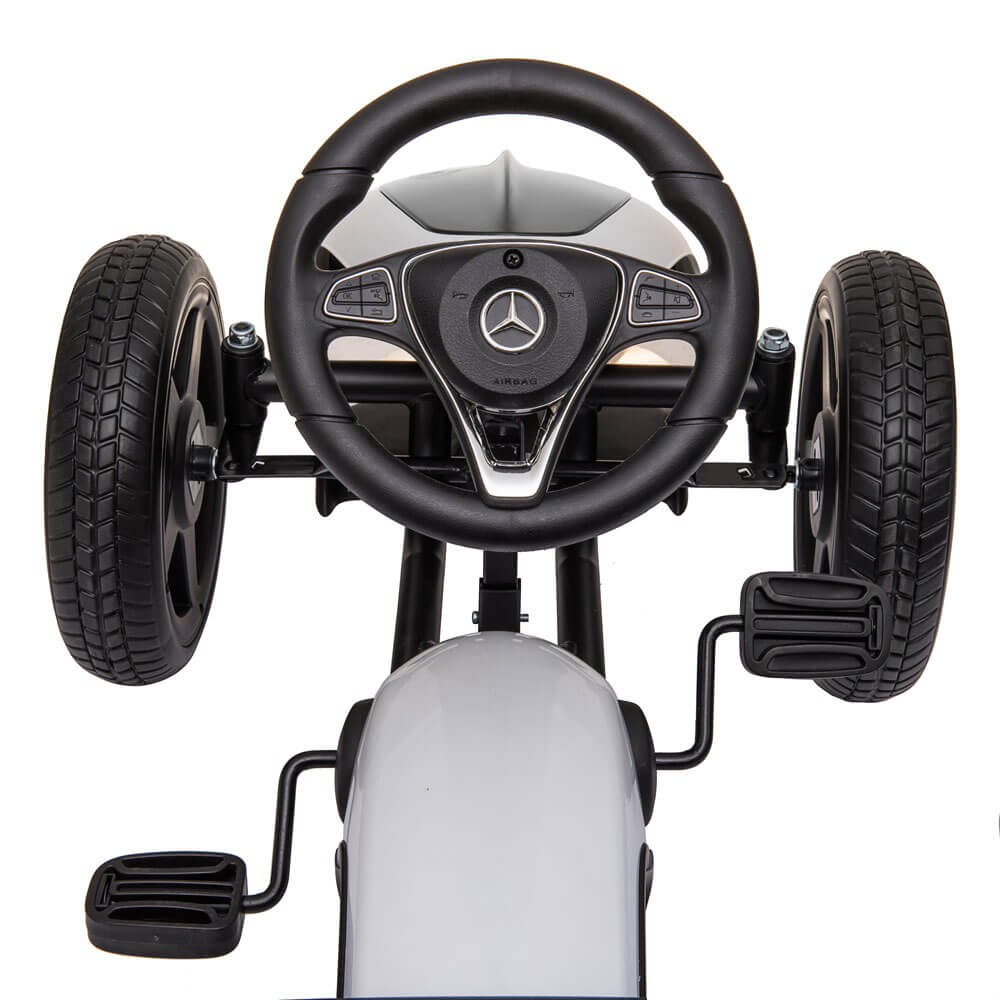Kart cu pedale pentru copii Mercedes XMX610 alb volan cu sunete calxon