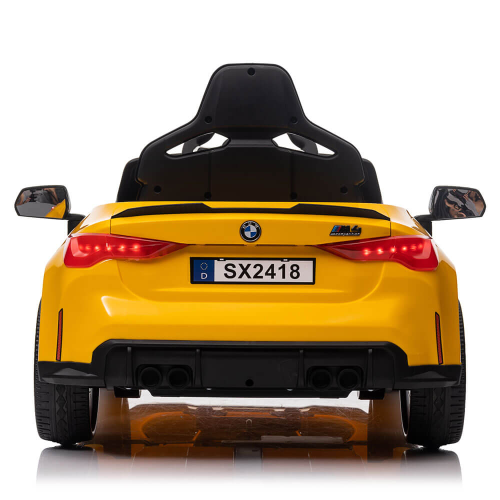 Masinuta electrica pentru copii BMW M4 COCO TOYS galbena 2 motoare electrice 12V 12 Volti