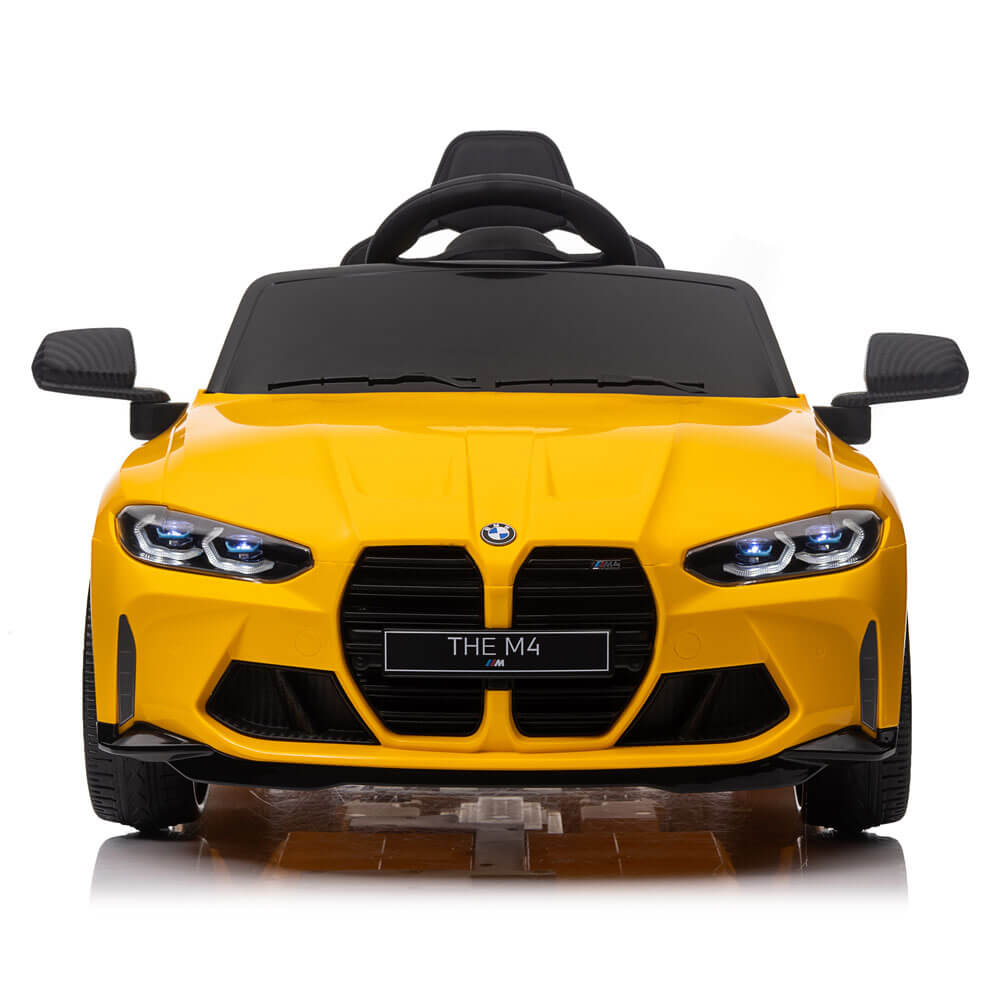 Masinuta electrica pentru copii BMW M4 COCO TOYS galbena roti cauciuc eva